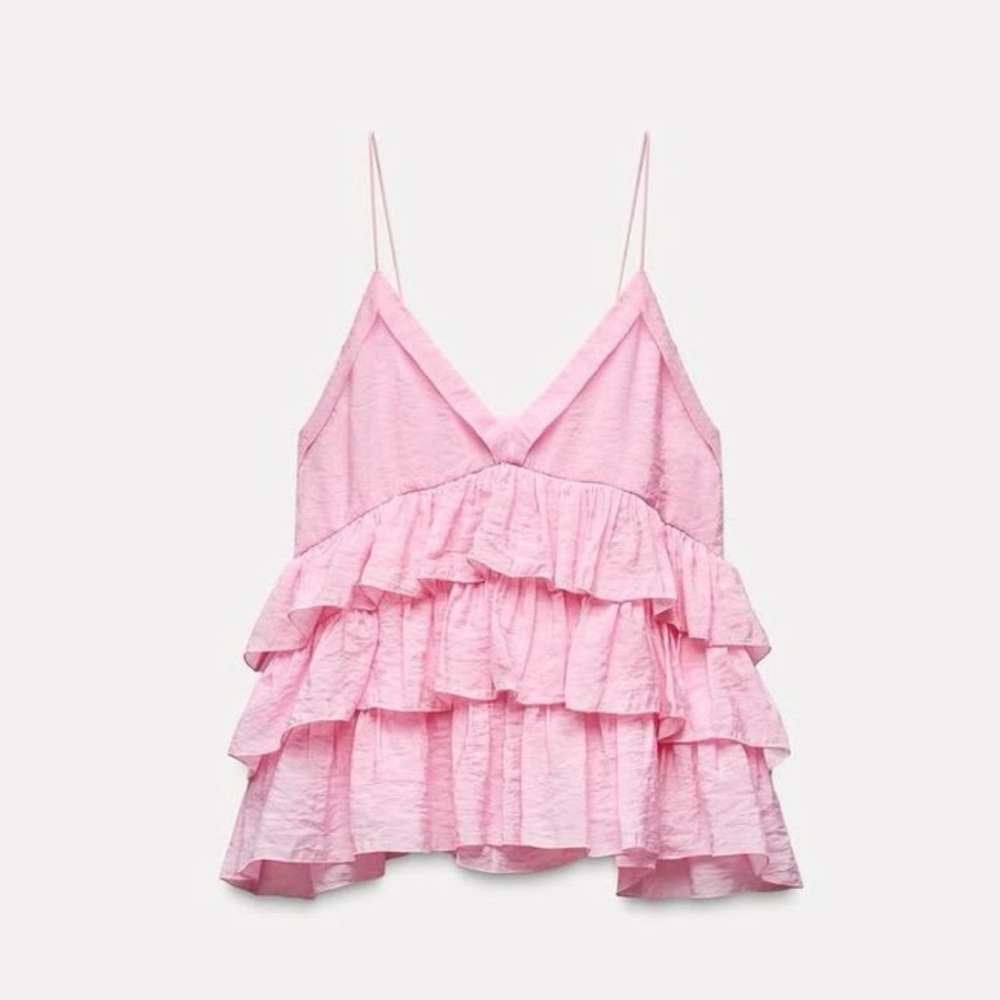 NWOT Zara Pink Ruffle Cami